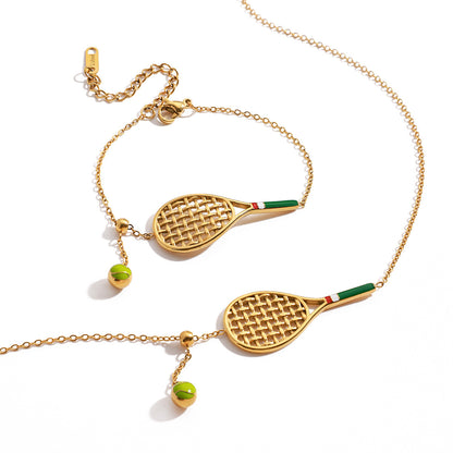 18K Real Gold Plated Pendant Necklace For Women With Titanium Steel Enamel Colour