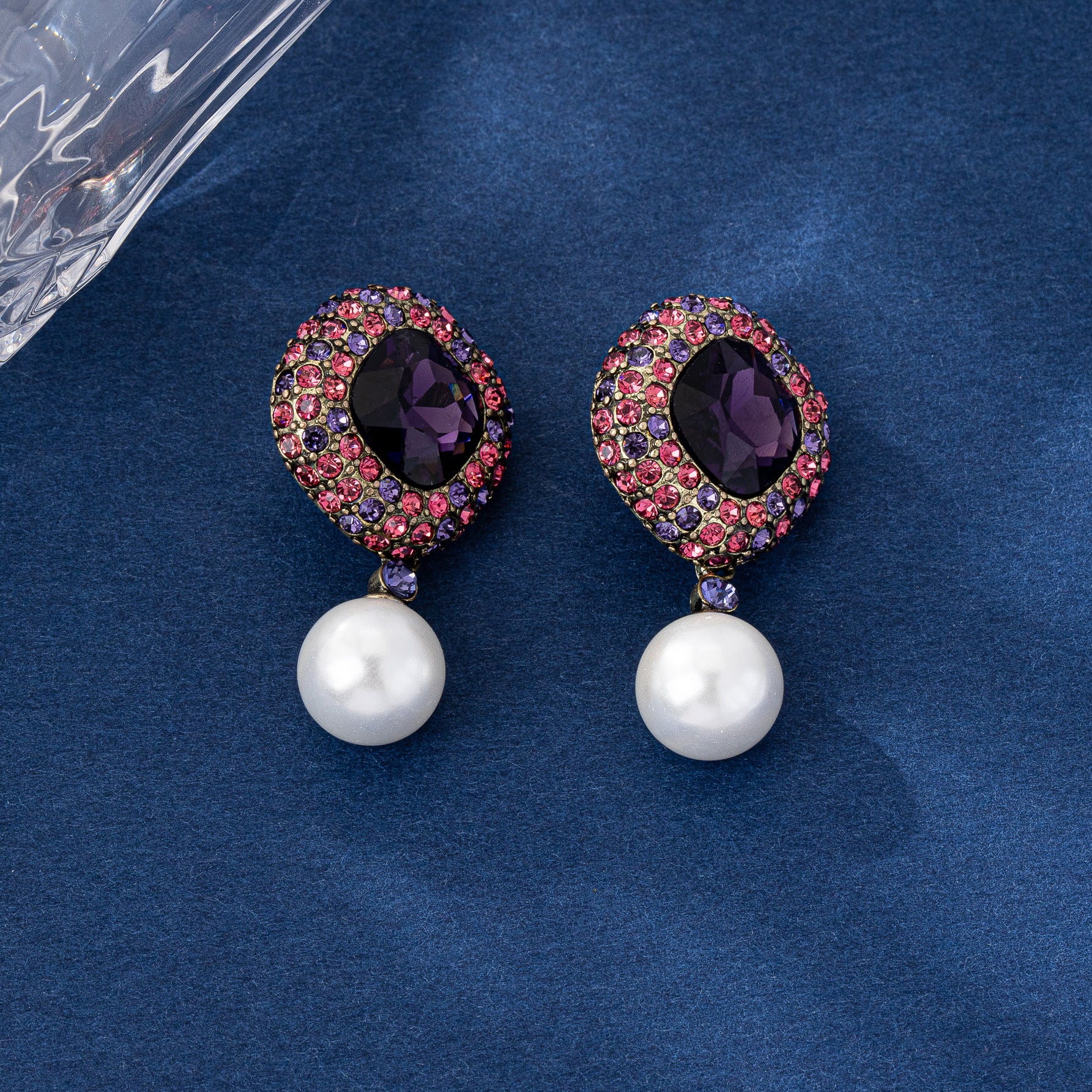 Water Droplets Earrings For Unisex In Lavender, Electroplated Zinc Alloy With 925 Sterling Silver Stud Posts