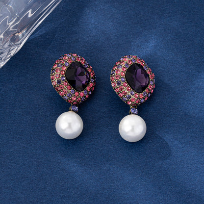 Water Droplets Earrings For Unisex In Lavender, Electroplated Zinc Alloy With 925 Sterling Silver Stud Posts