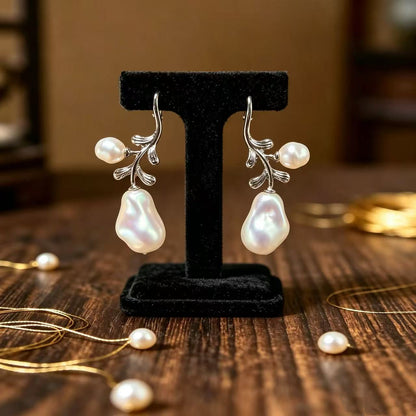 Asymmetrical Tree Drop Earrings For Unisex Featuring Zinc Alloy With 925 Sterling Silver Studs In Silver
