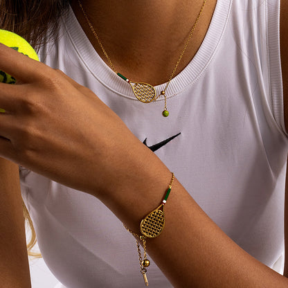 18K Real Gold Plated Pendant Necklace For Women With Titanium Steel Enamel Colour