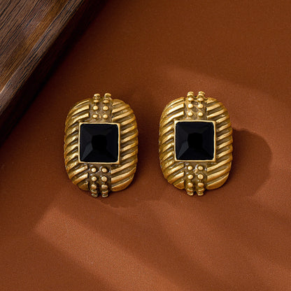 Water Droplets Stud Earrings For Unisex Featuring Dyed Black Zinc Alloy With Electroplated Finish And 925 Sterling Silver Ear Pins
