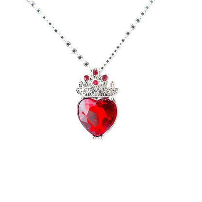 Vintage Style Crown Pendant Necklace In Red With Alloy Chain And Electroplated Finish Featuring Gem Inlay