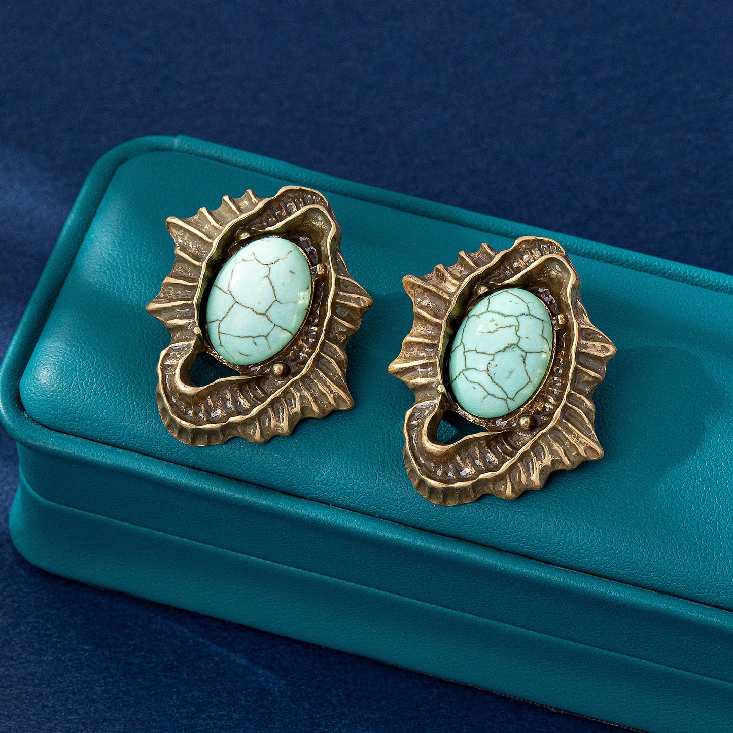 Water Droplets Stud Earrings For Unisex Featuring Electroplated Zinc Alloy With Turquoise Inlay And 925 Sterling Silver Posts