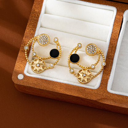 Starburst Stud Earrings For Unisex Featuring Electroplated Zinc Alloy With 925 Sterling Silver Posts And Zircon Inlay