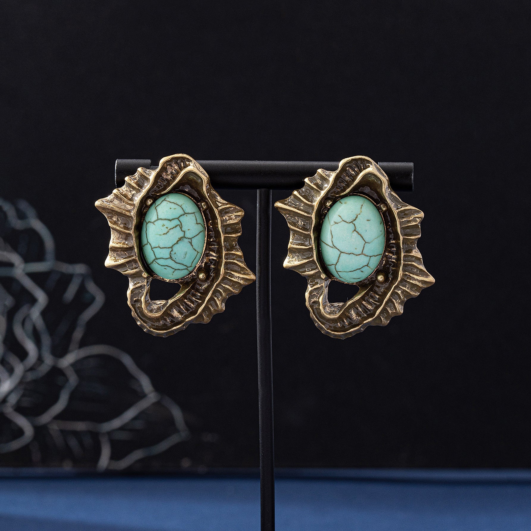 Water Droplets Stud Earrings For Unisex Featuring Electroplated Zinc Alloy With Turquoise Inlay And 925 Sterling Silver Posts