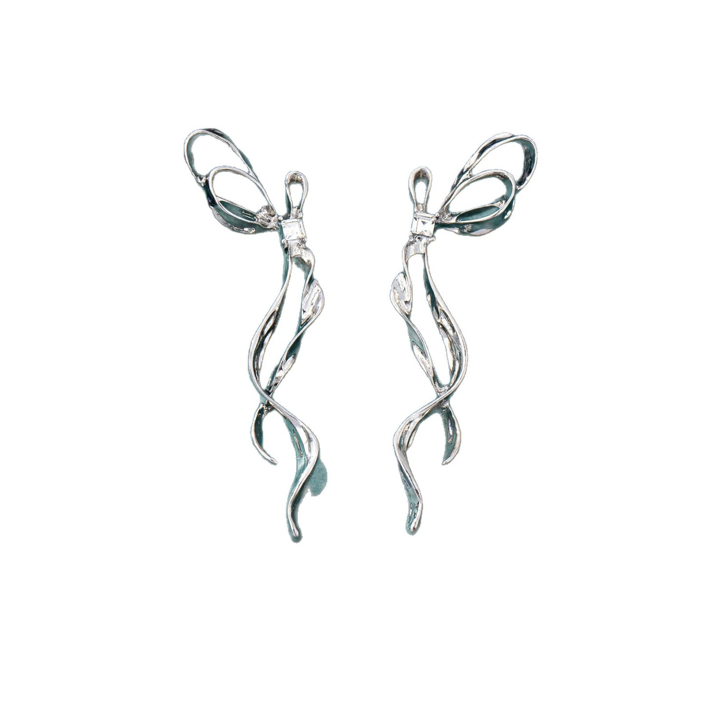 Unisex Bow Tie Tassel Earrings For Stud Earrings Featuring 925 Sterling Silver Ear Pins And Zinc Alloy In Silver