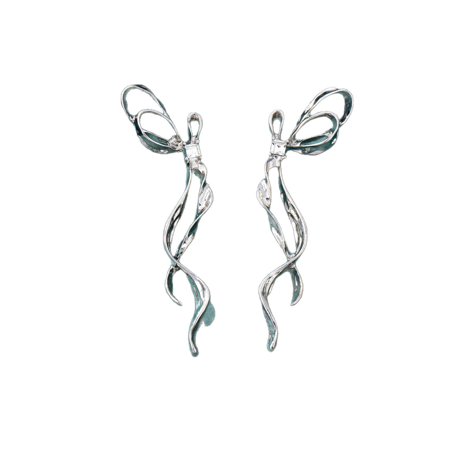 Unisex Bow Tie Tassel Earrings For Stud Earrings Featuring 925 Sterling Silver Ear Pins And Zinc Alloy In Silver