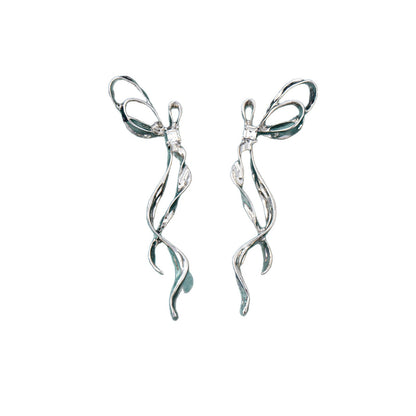 Unisex Bow Tie Tassel Earrings For Stud Earrings Featuring 925 Sterling Silver Ear Pins And Zinc Alloy In Silver
