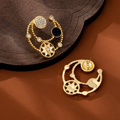 Starburst Stud Earrings For Unisex Featuring Electroplated Zinc Alloy With 925 Sterling Silver Posts And Zircon Inlay