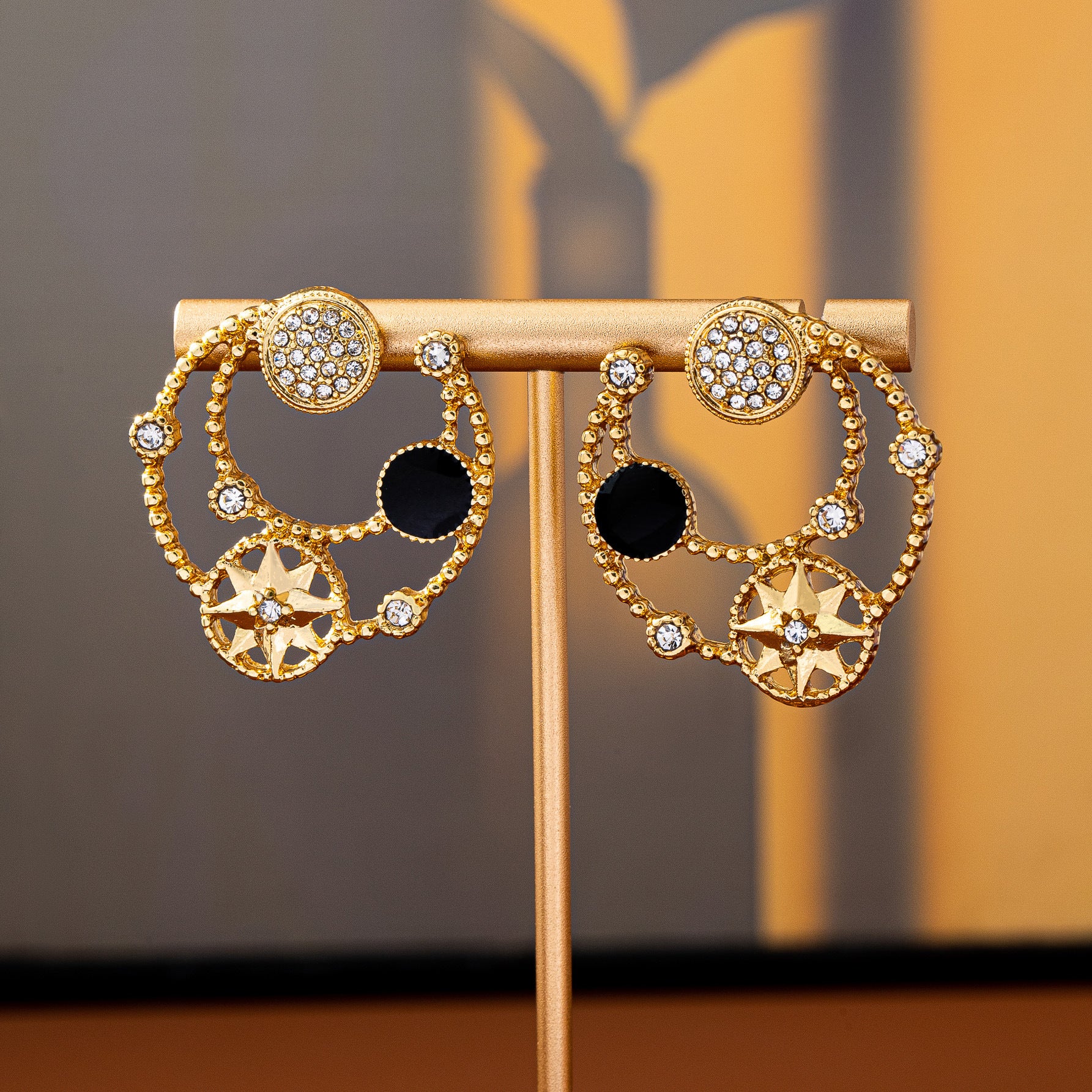 Starburst Stud Earrings For Unisex Featuring Electroplated Zinc Alloy With 925 Sterling Silver Posts And Zircon Inlay