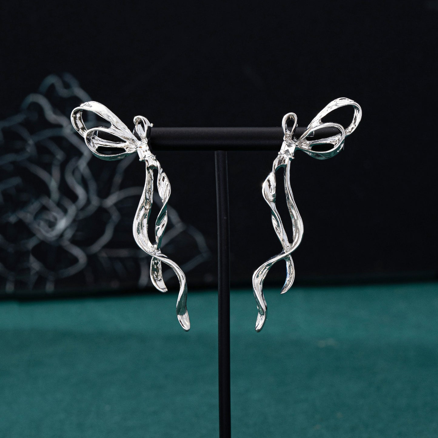 Unisex Bow Tie Tassel Earrings For Stud Earrings Featuring 925 Sterling Silver Ear Pins And Zinc Alloy In Silver
