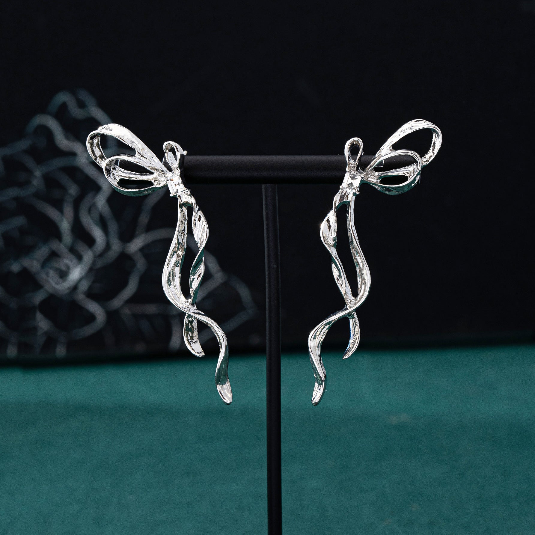 Unisex Bow Tie Tassel Earrings For Stud Earrings Featuring 925 Sterling Silver Ear Pins And Zinc Alloy In Silver
