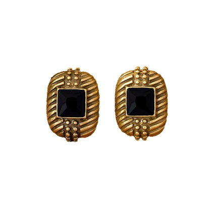 Water Droplets Stud Earrings For Unisex Featuring Dyed Black Zinc Alloy With Electroplated Finish And 925 Sterling Silver Ear Pins