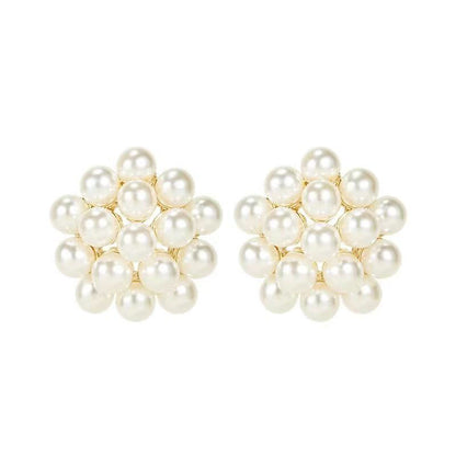 Retro Geometric Silver Alloy Stud Earrings For Women With Clip-On Ear Caps