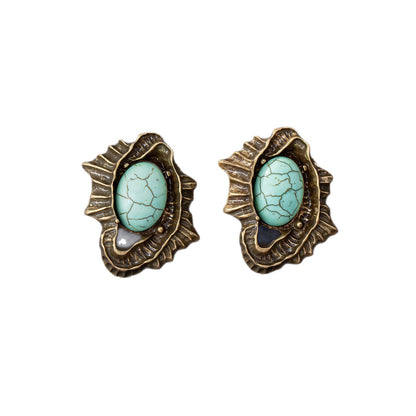 Water Droplets Stud Earrings For Unisex Featuring Electroplated Zinc Alloy With Turquoise Inlay And 925 Sterling Silver Posts