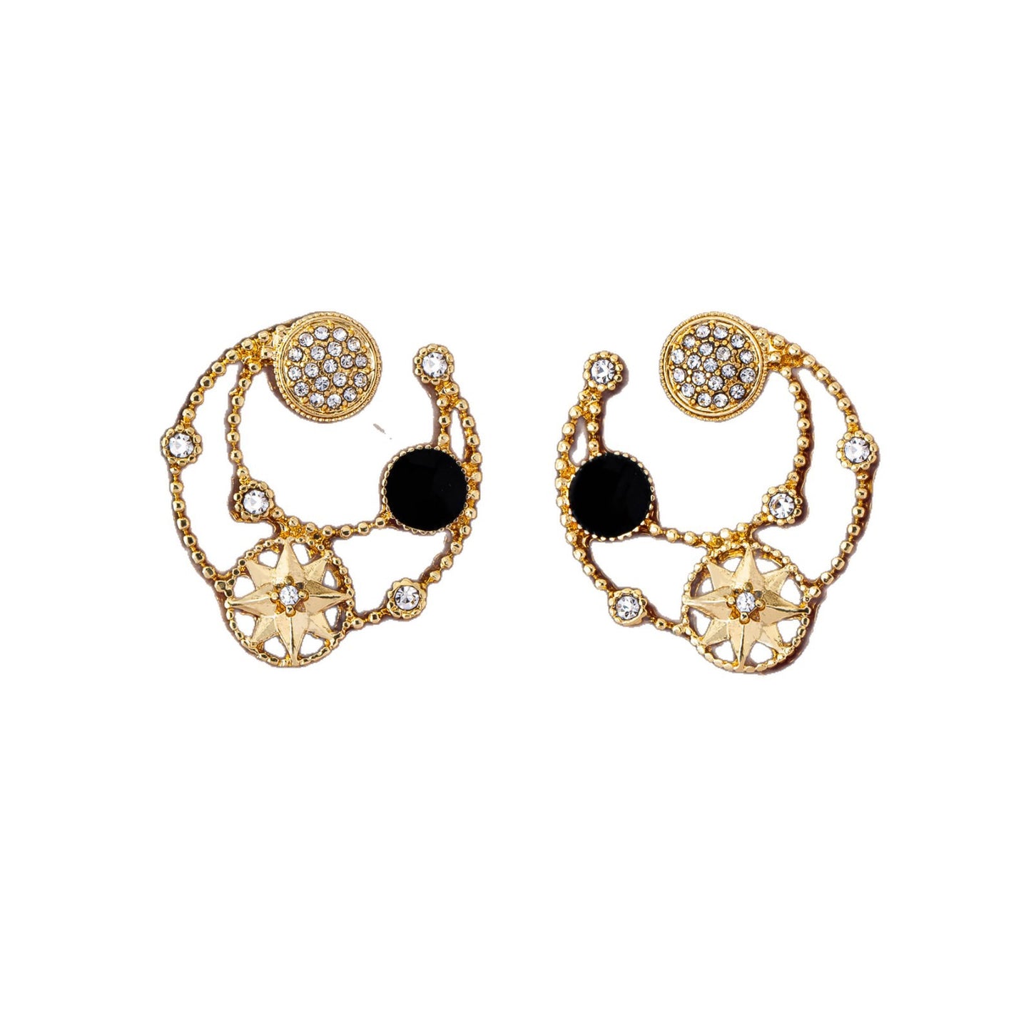 Starburst Stud Earrings For Unisex Featuring Electroplated Zinc Alloy With 925 Sterling Silver Posts And Zircon Inlay