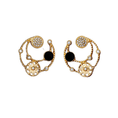 Starburst Stud Earrings For Unisex Featuring Electroplated Zinc Alloy With 925 Sterling Silver Posts And Zircon Inlay
