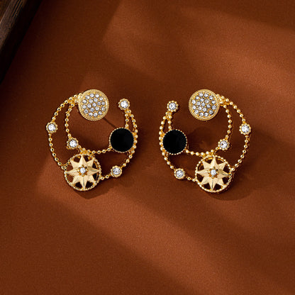 Starburst Stud Earrings For Unisex Featuring Electroplated Zinc Alloy With 925 Sterling Silver Posts And Zircon Inlay