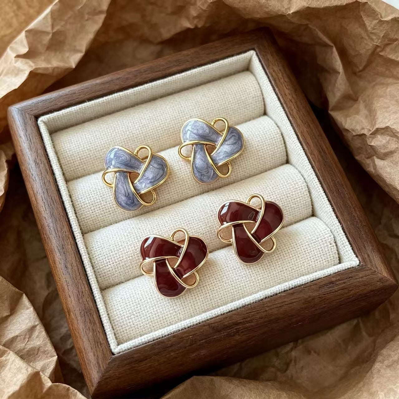 For Unisex Purple Enamel Stud Earrings With 925 Sterling Silver Alloy Posts