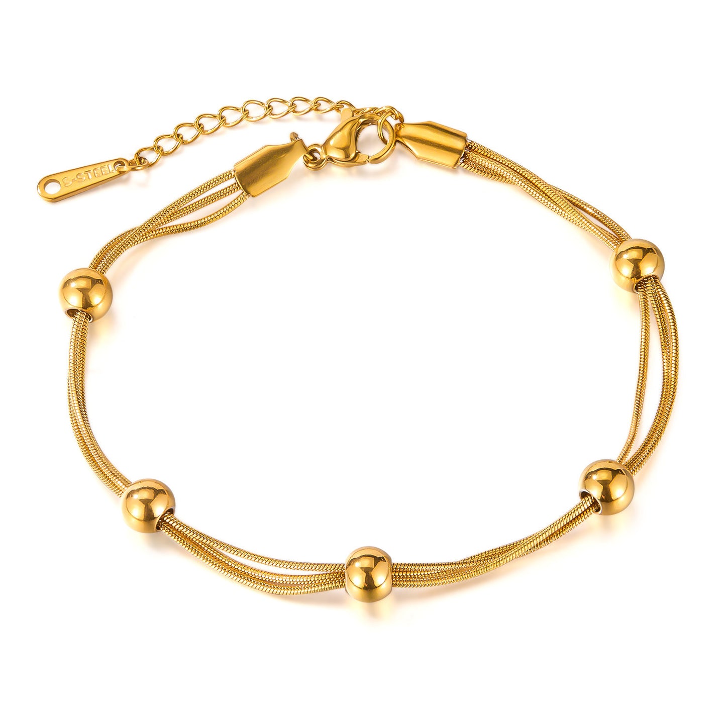 Circle Pattern Bracelet For Women In Simple Style, Made Of Titanium Steel With 18K Real Gold Electroplated Plating