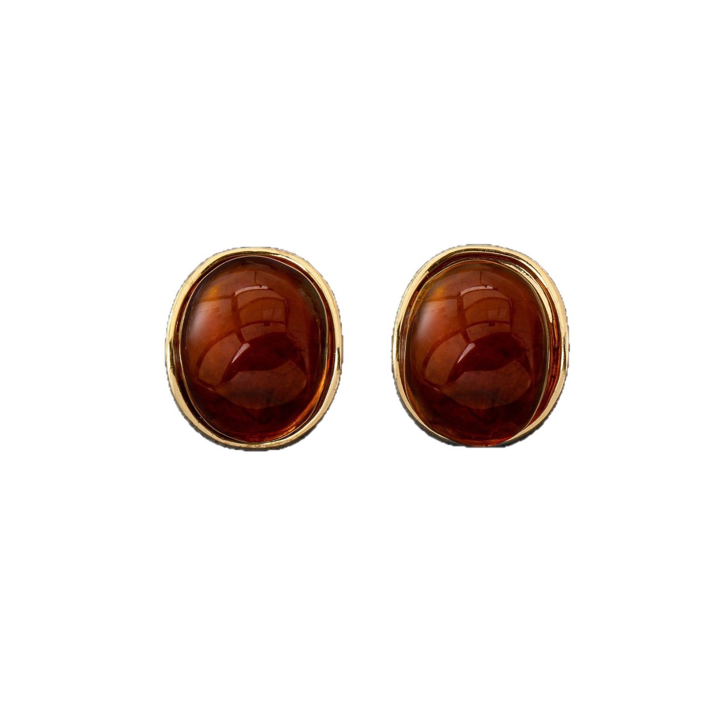 Oval Stud Earrings For Unisex Featuring Zinc Alloy With Resin Inlay And 925 Sterling Silver Posts In Simple Style