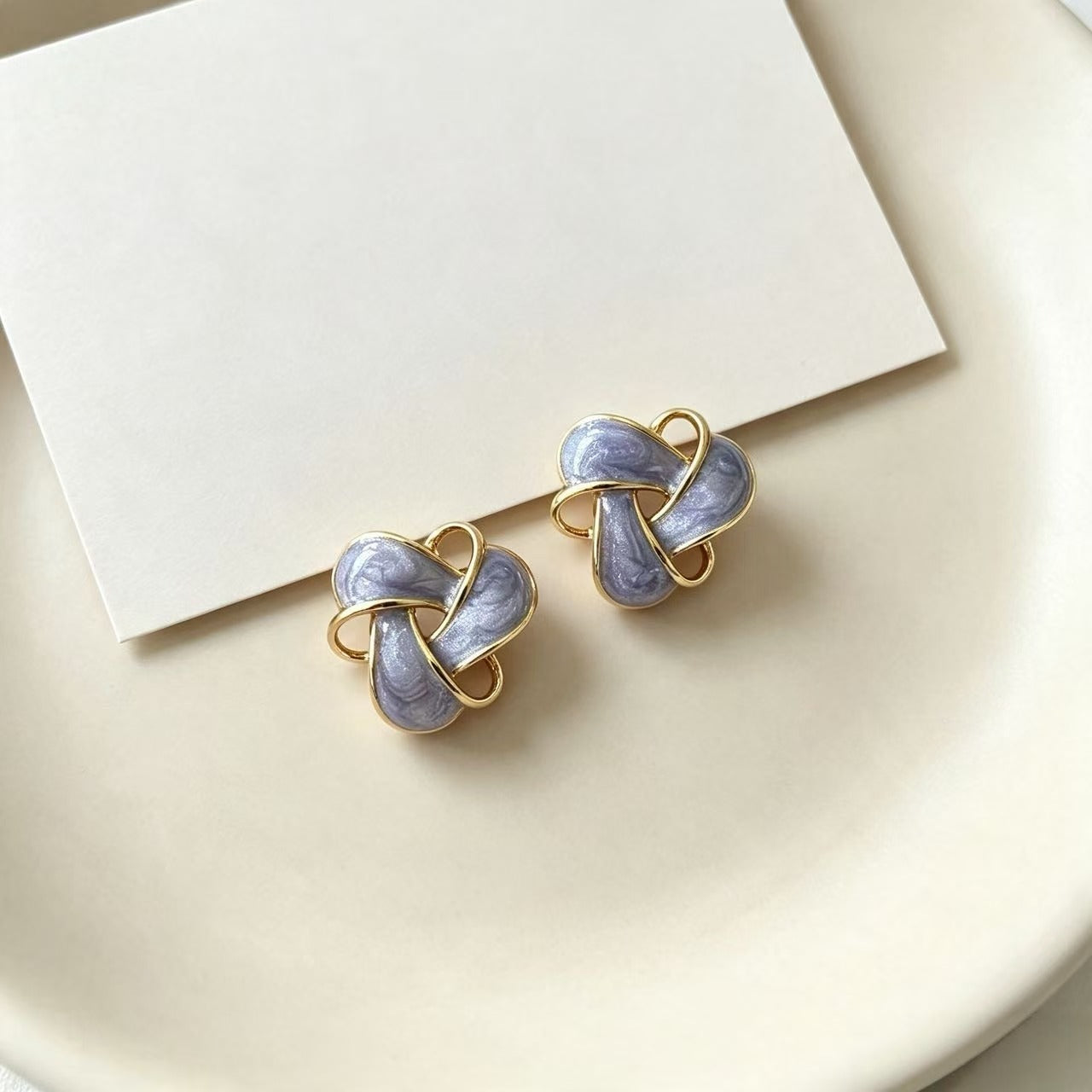 For Unisex Purple Enamel Stud Earrings With 925 Sterling Silver Alloy Posts