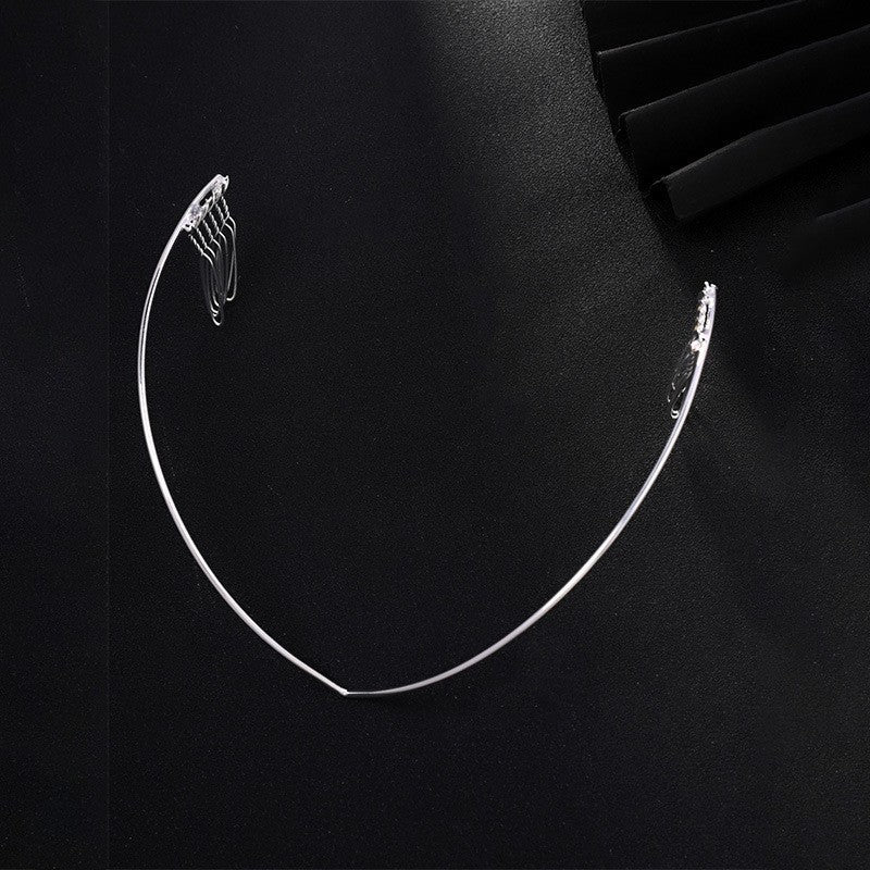 Simple Style V Shape Hair Comb For Women In Silver Metal, Perfect For Wedding Season