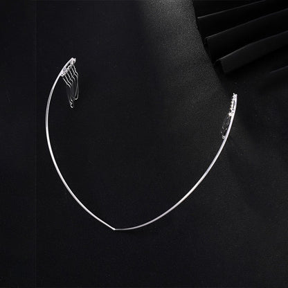 Simple Style V Shape Hair Comb For Women In Silver Metal, Perfect For Wedding Season