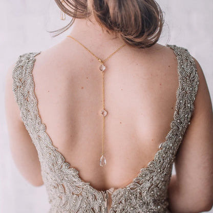 Silver Tassel Body Chain For Women With White Crystal Inlay, 304 Stainless Steel, Electroplated Finish
