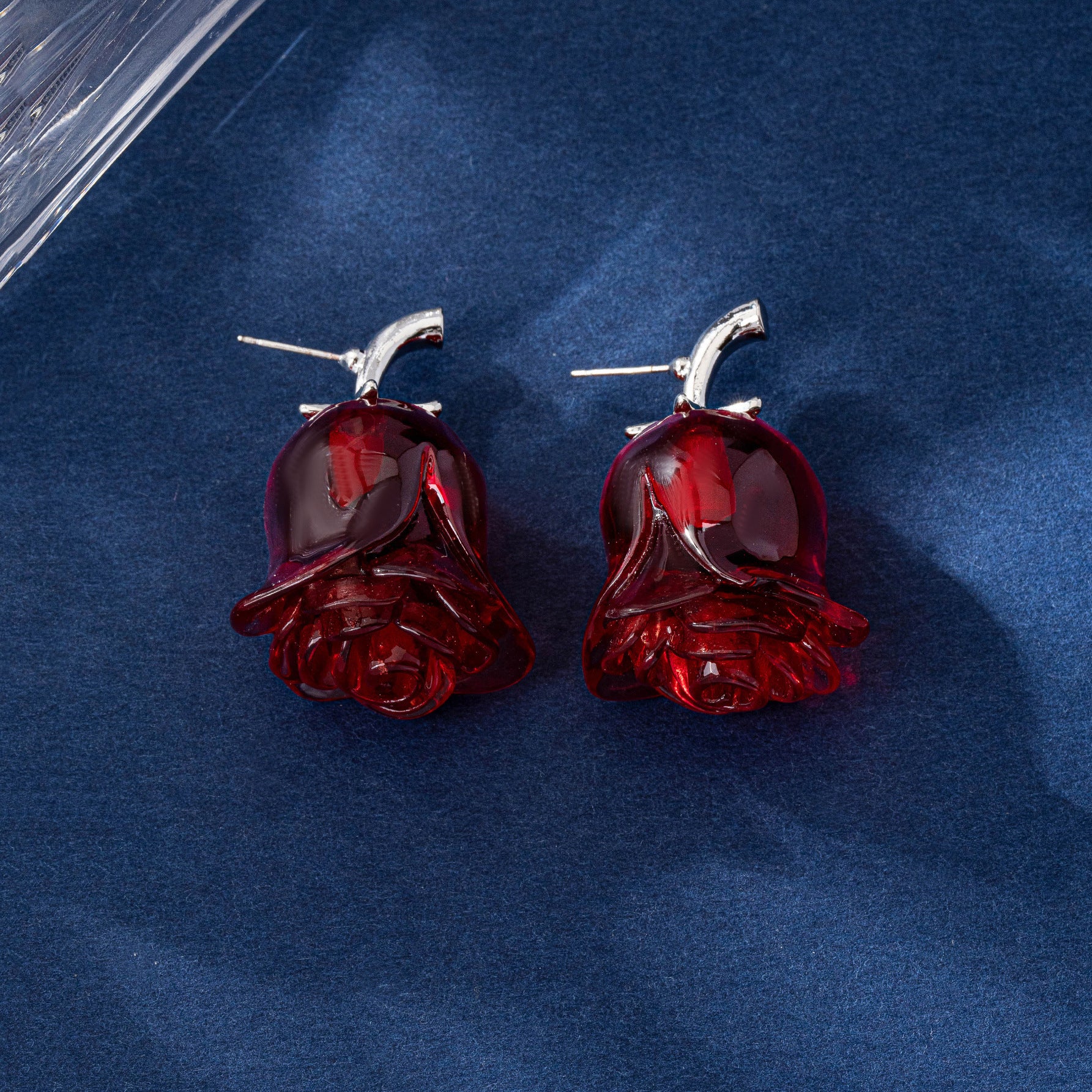 Rose For Stud Earrings In Red Featuring 925 Sterling Silver Posts With Design For Unisex
