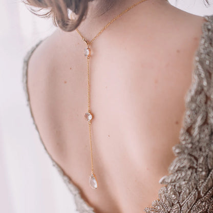 Silver Tassel Body Chain For Women With White Crystal Inlay, 304 Stainless Steel, Electroplated Finish