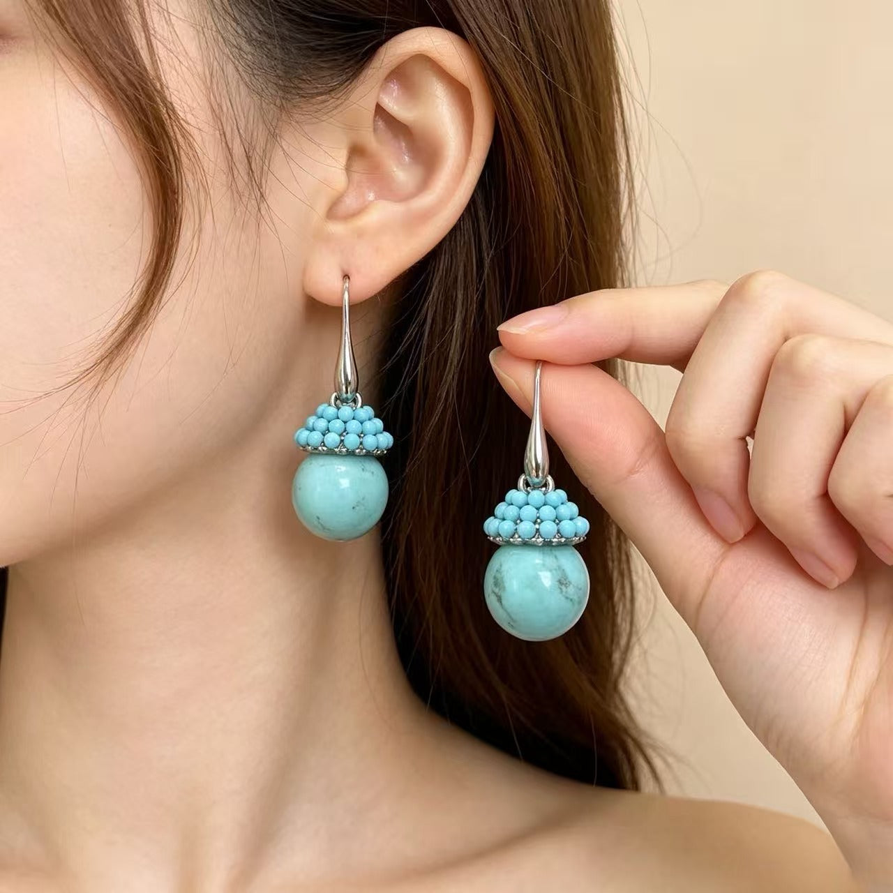 Sweet Mushroom Drop Earrings For Unisex In Blue Zinc Alloy With Ear Hook