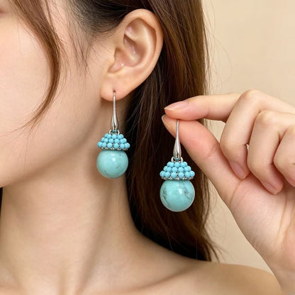 Sweet Mushroom Drop Earrings For Unisex In Blue Zinc Alloy With Ear Hook