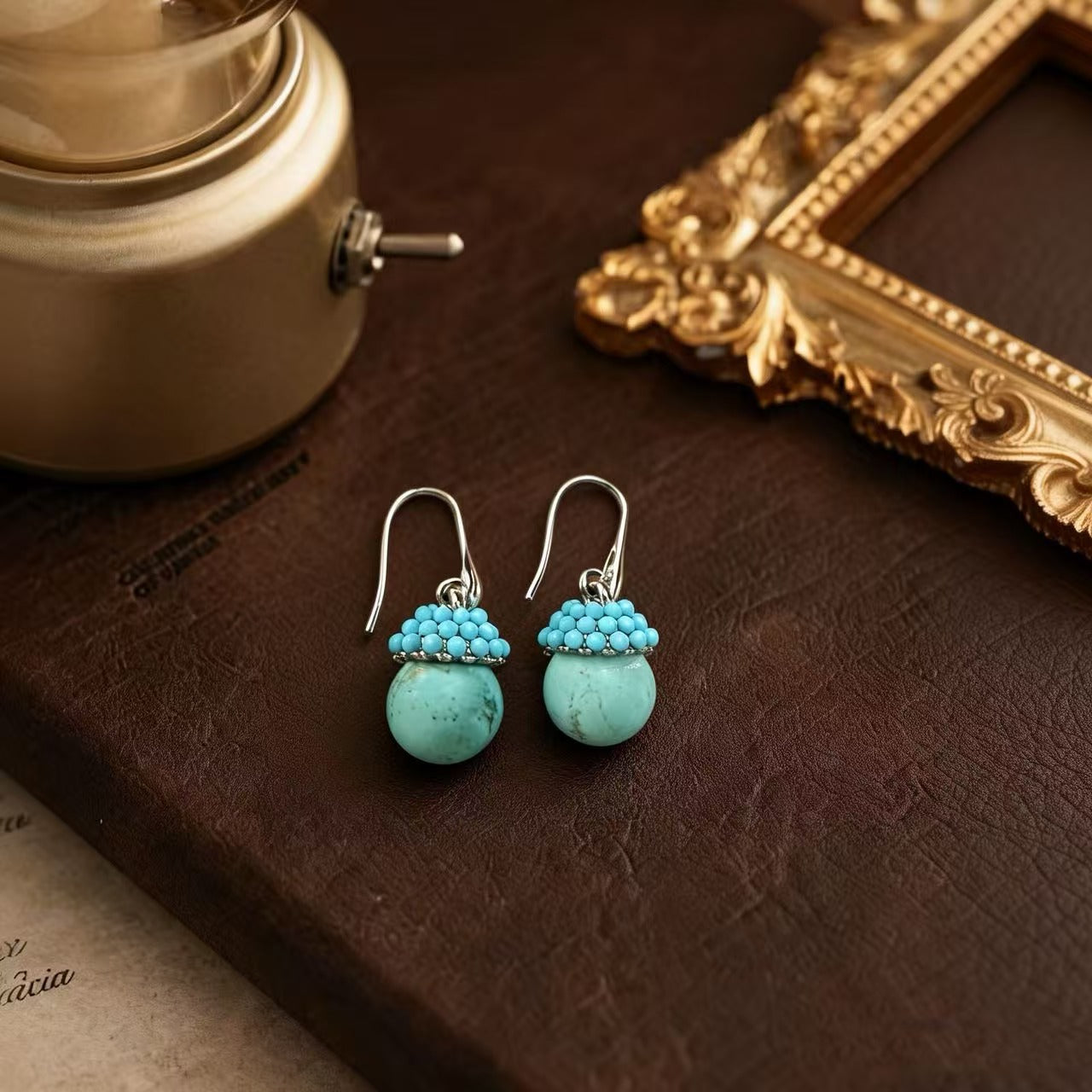 Sweet Mushroom Drop Earrings For Unisex In Blue Zinc Alloy With Ear Hook