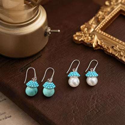 Sweet Mushroom Drop Earrings For Unisex In Blue Zinc Alloy With Ear Hook