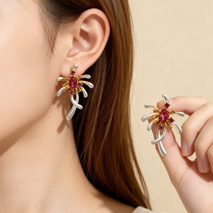 Flowers For Women White Zinc Alloy Earrings With 925 Sterling Silver Studs Featuring Retro Style