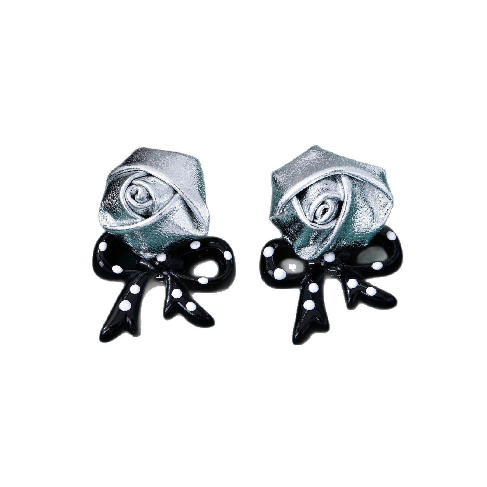Rose Earrings For Women In Silver Zinc Alloy Featuring Electroplated Finish And 925 Sterling Silver Studs