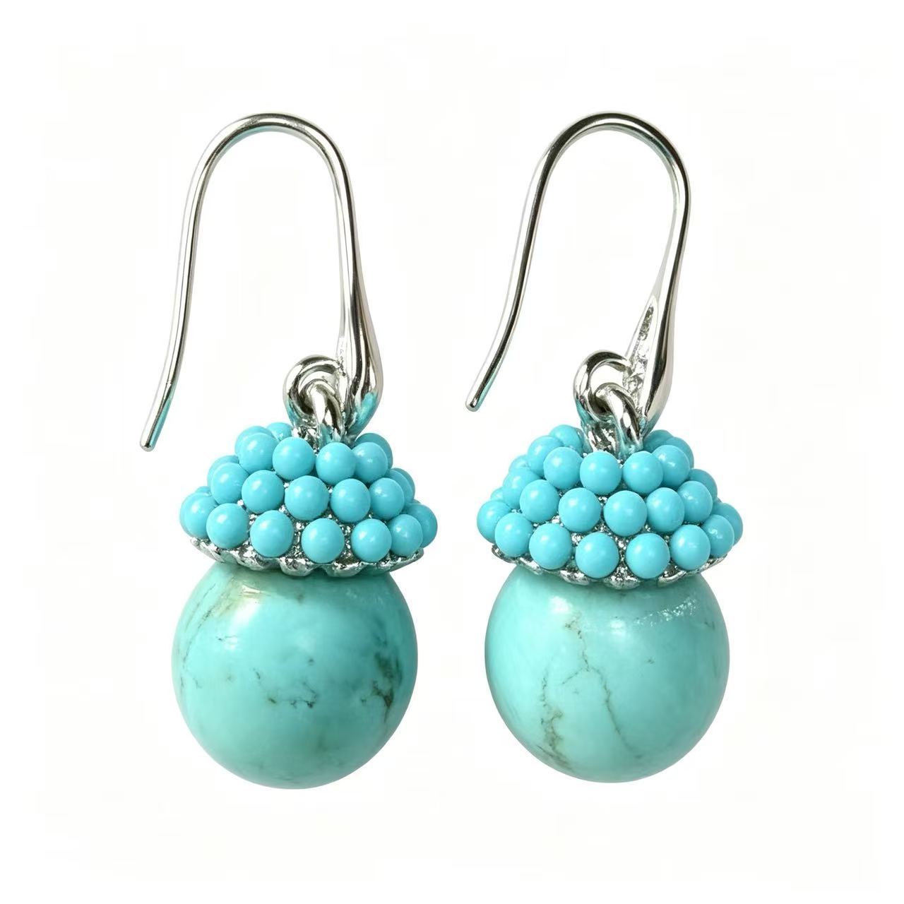 Sweet Mushroom Drop Earrings For Unisex In Blue Zinc Alloy With Ear Hook