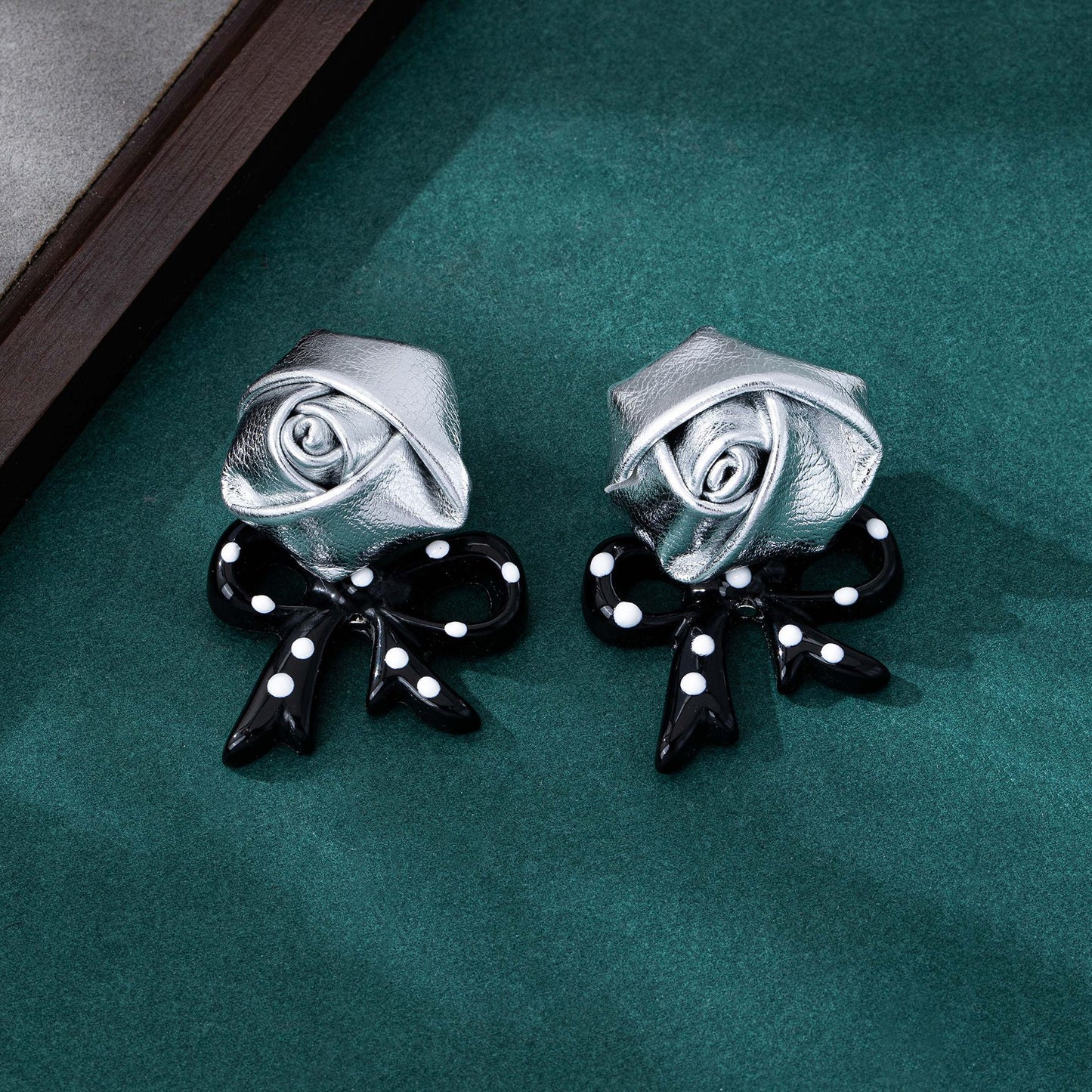 Rose Earrings For Women In Silver Zinc Alloy Featuring Electroplated Finish And 925 Sterling Silver Studs