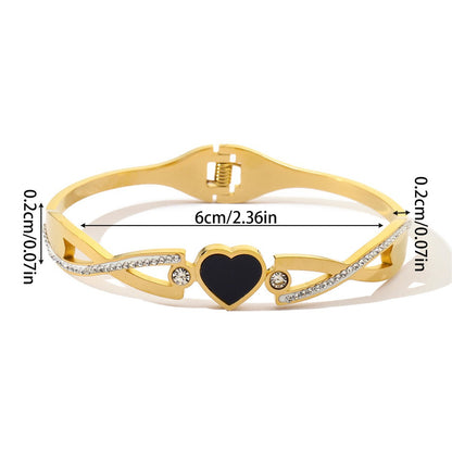 Waterproof Non Tarnish Circle Bangle In Gold, Titanium Steel With Real Gold Plated PVD Coating