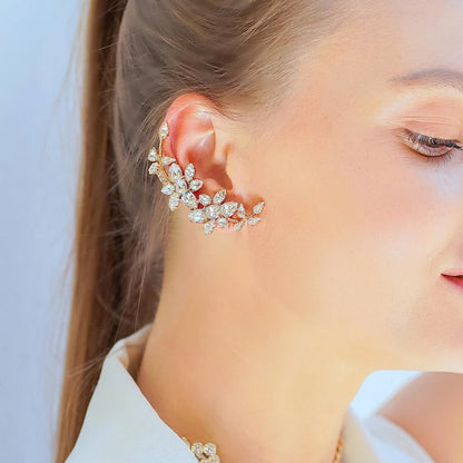 Silver Alloy Flowers Earrings With Rhinestones, Copper Ear Pins, Elegant Design For Women