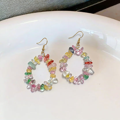 Handmade Crystal Circle Earrings For Unisex Featuring Sweet Style Stud Design