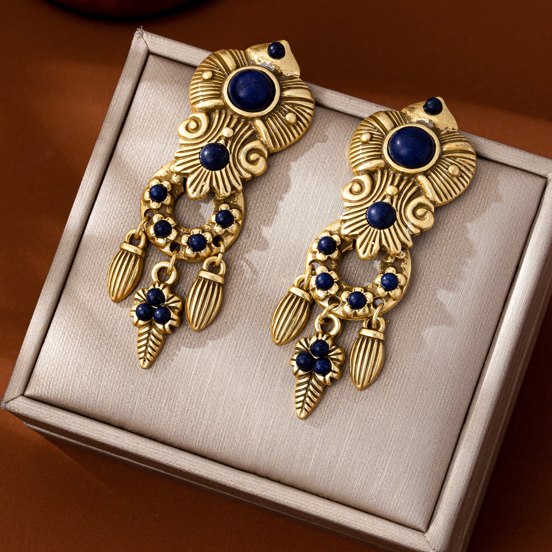 Bohemian Tassel Drop Earrings For Unisex Featuring Silver Zinc Alloy And Natural Stone Inlay