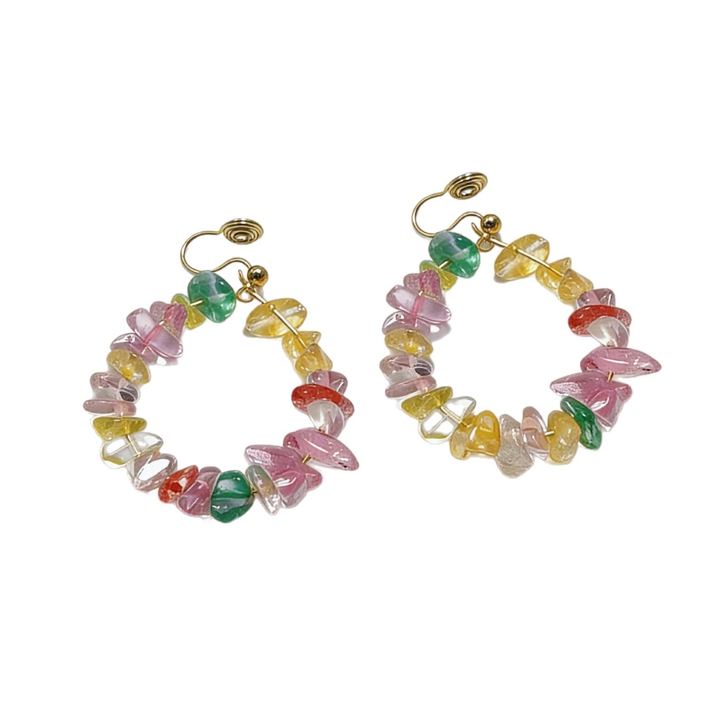 Handmade Crystal Circle Earrings For Unisex Featuring Sweet Style Stud Design