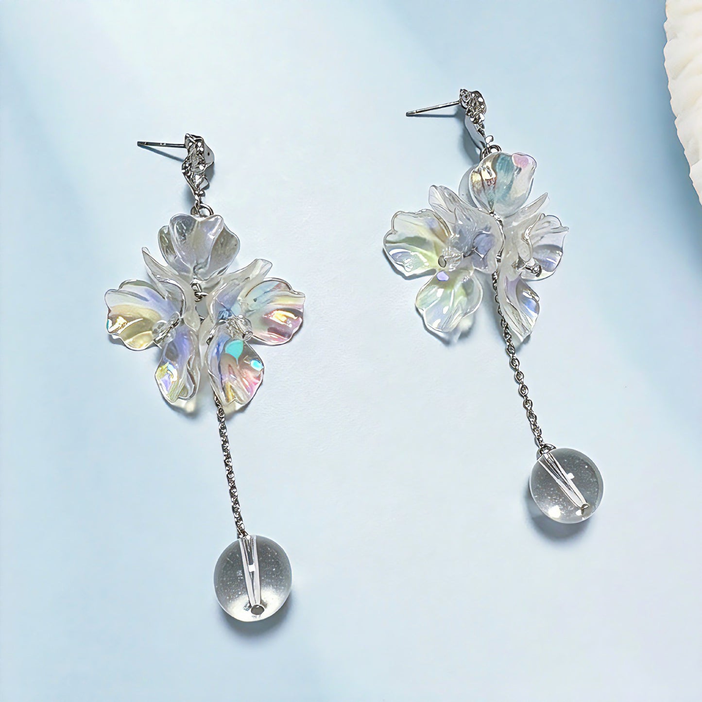 Sweet Flowers Stud Earrings For Unisex, Transparent Zinc Alloy With Crystal Inlay