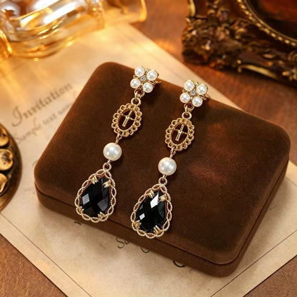 Elaborate Water Droplets Earrings For Unisex Featuring Electroplated Silver Alloy With Crystal Inlay
