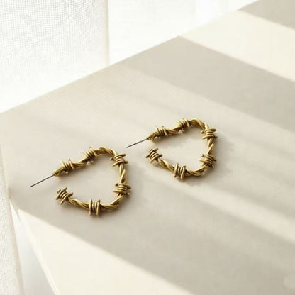 Heart Shape Stud Earrings For Unisex Featuring Electroplated Gold Zinc Alloy With 925 Sterling Silver Ear Pins
