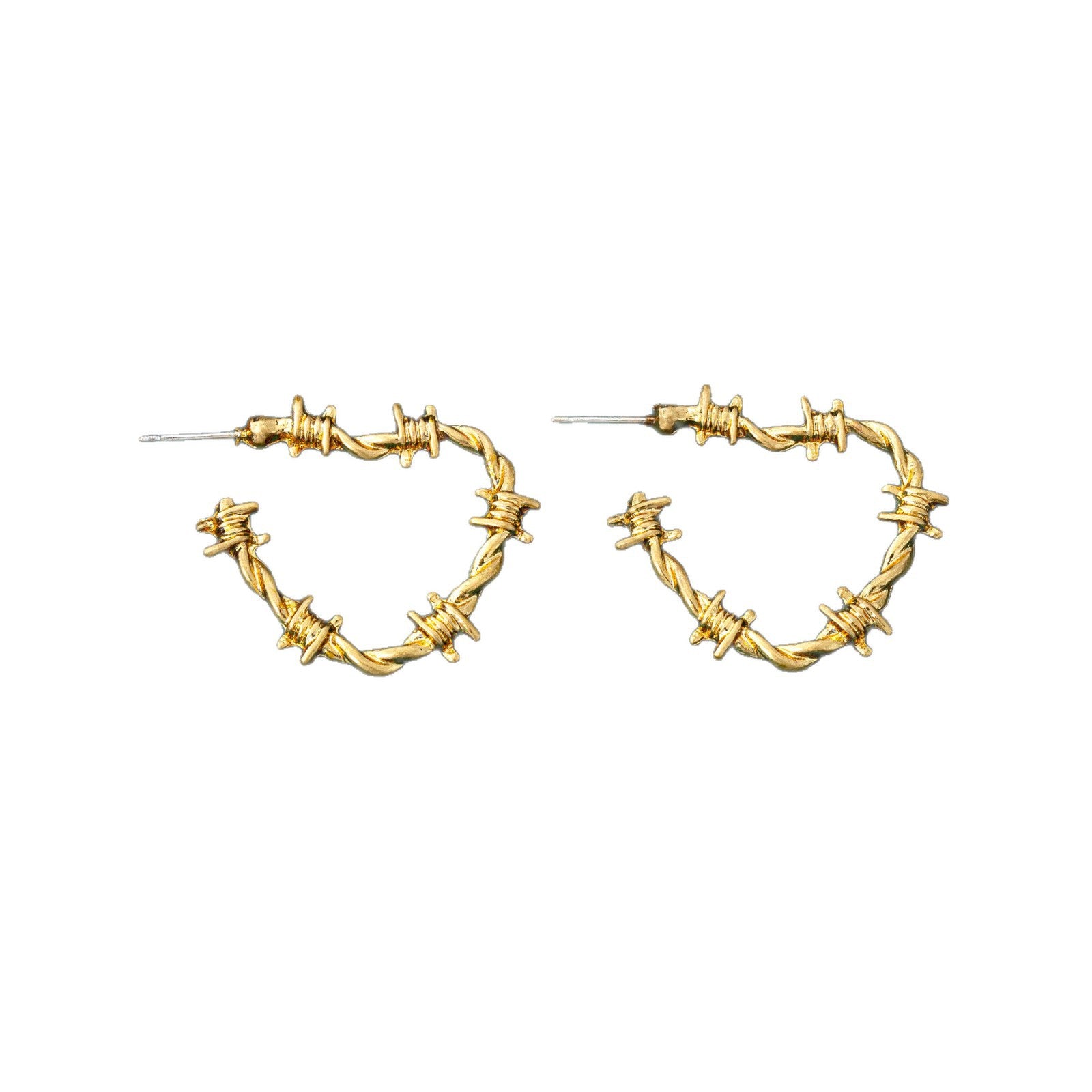 Heart Shape Stud Earrings For Unisex Featuring Electroplated Gold Zinc Alloy With 925 Sterling Silver Ear Pins