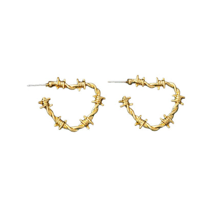 Heart Shape Stud Earrings For Unisex Featuring Electroplated Gold Zinc Alloy With 925 Sterling Silver Ear Pins